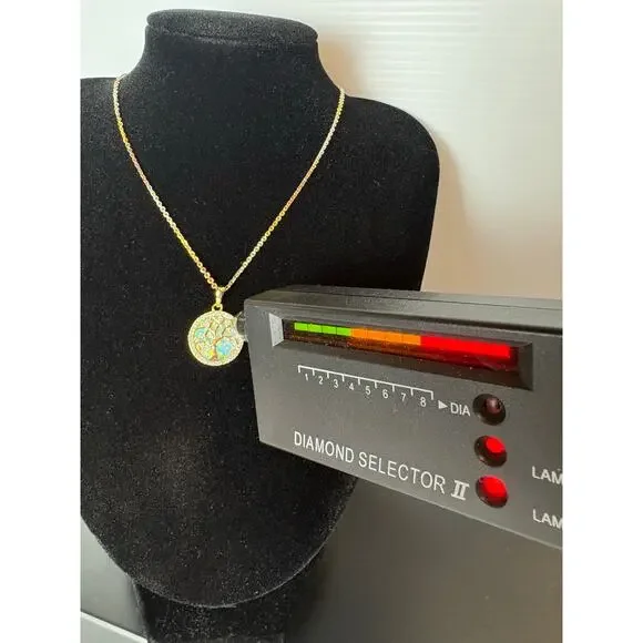 Moissanite Opal Tree of Life Necklace- 14k Vermeil over 925 - Picture 2 of 10
